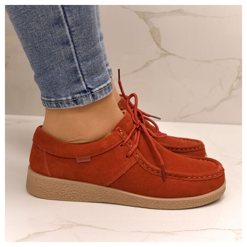 JOHN-C Dámske kožené červené poltopánky LARISA 50733006