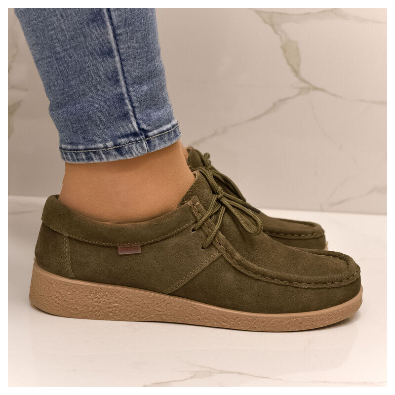 JOHN-C Dámske kožené zelené poltopánky LARISA 50733005