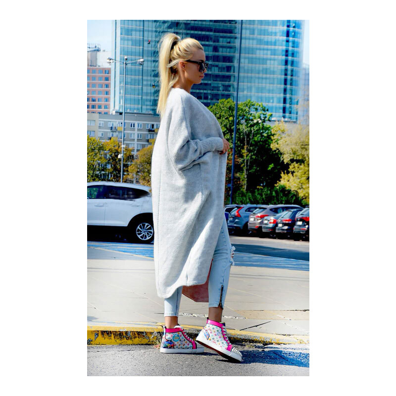 Fashionweek Dlhý vlnený cardigan, pletený kabát LEA