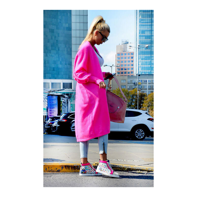 Fashionweek Dlhý vlnený cardigan, pletený kabát LEA