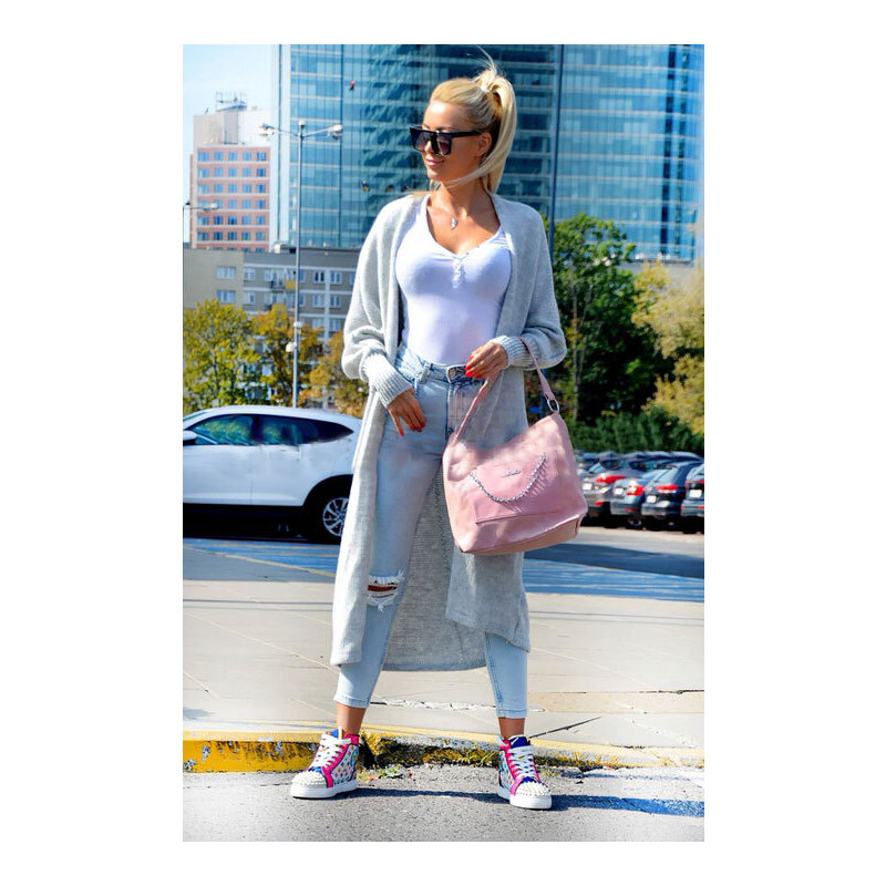 Fashionweek Dlhý vlnený cardigan, pletený kabát LEA