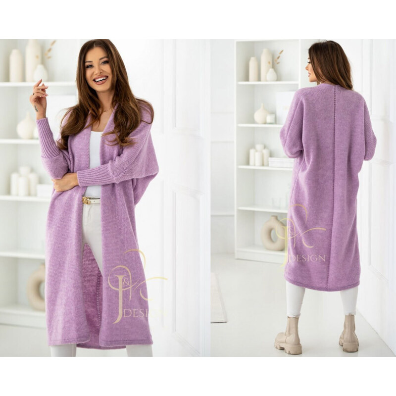 Fashionweek Dlhý vlnený cardigan, pletený kabát LEA