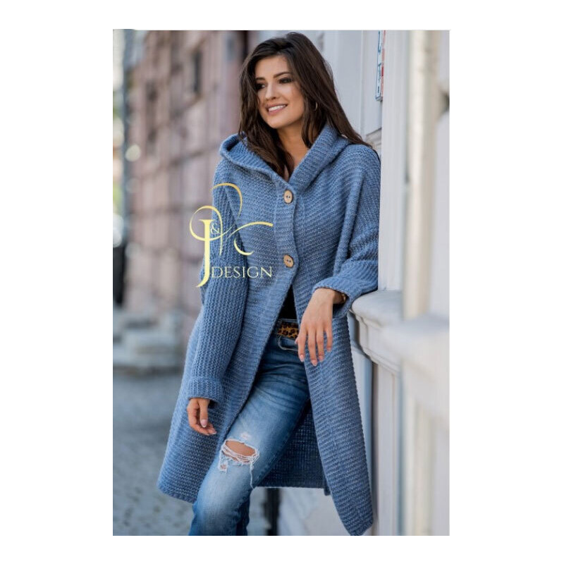 Fashionweek Dámsky exclusive elegantný farebný sveter kabát s kapucňou 48750341