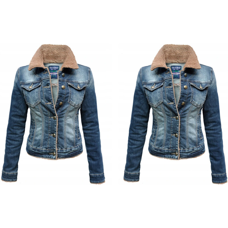 Fashionweek Dámska džínsová bunda s ozdobným lemom s kožušinkou FA159