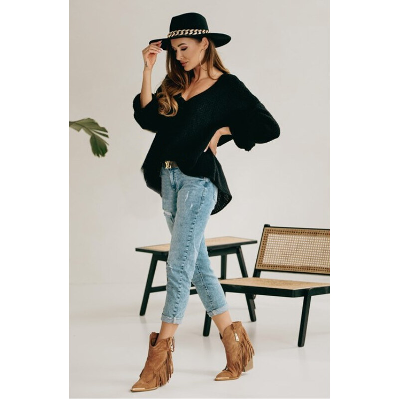 Fashionweek Sveter oversize s prímesou vlny s výstrihom do V NELI 48751400