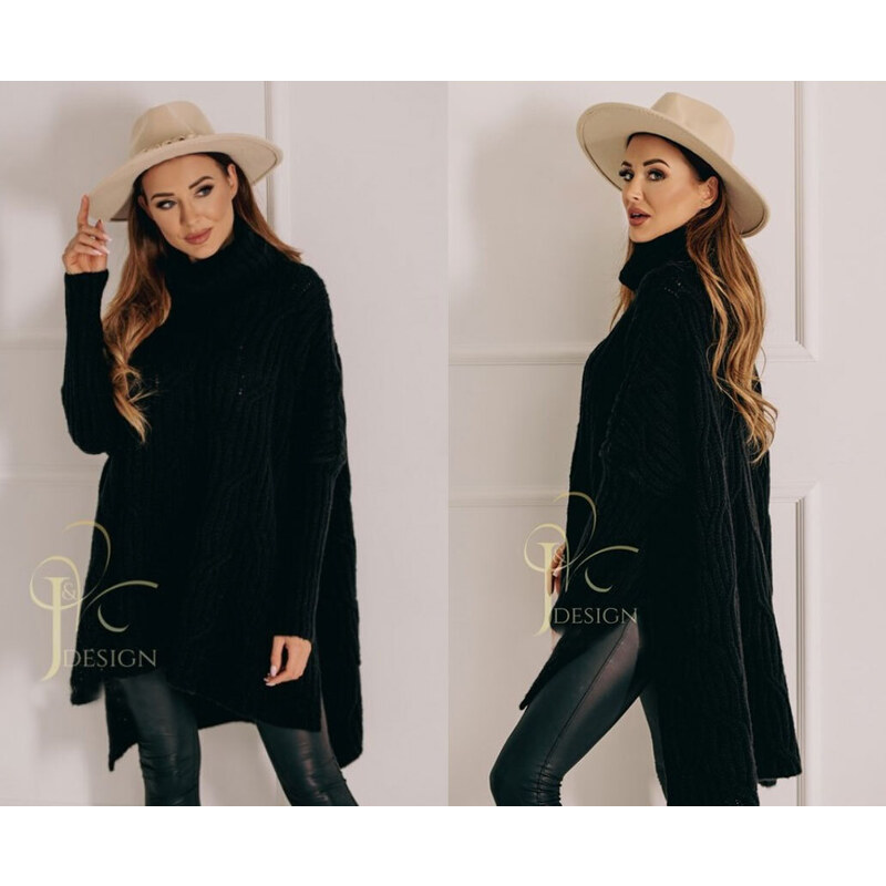 Fashionweek Luxusné pončo sveter, vlnený pletený kabát s teplým 48751363