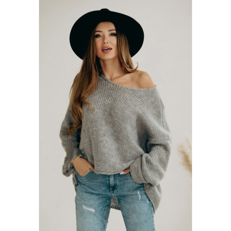 Fashionweek Sveter oversize s prímesou vlny s výstrihom do V NELI 48751399