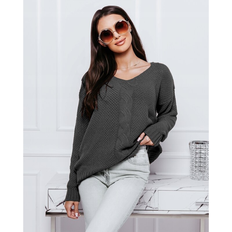Fashionweek Luxusný sveter dámsky s výstrihom do V NB6482 48751483
