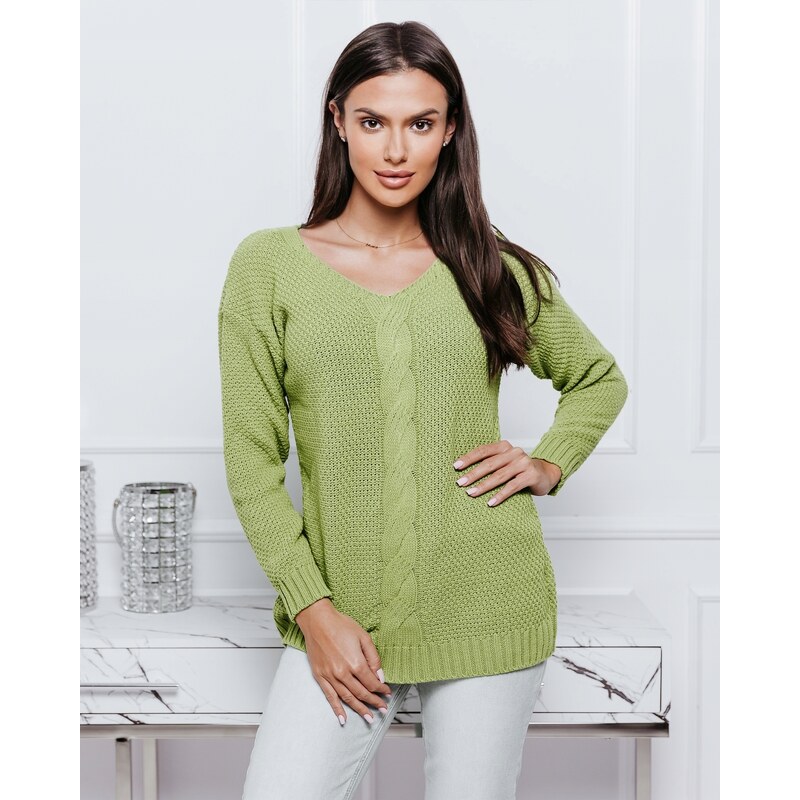 Fashionweek Luxusný sveter dámsky s výstrihom do V NB6482 48751484