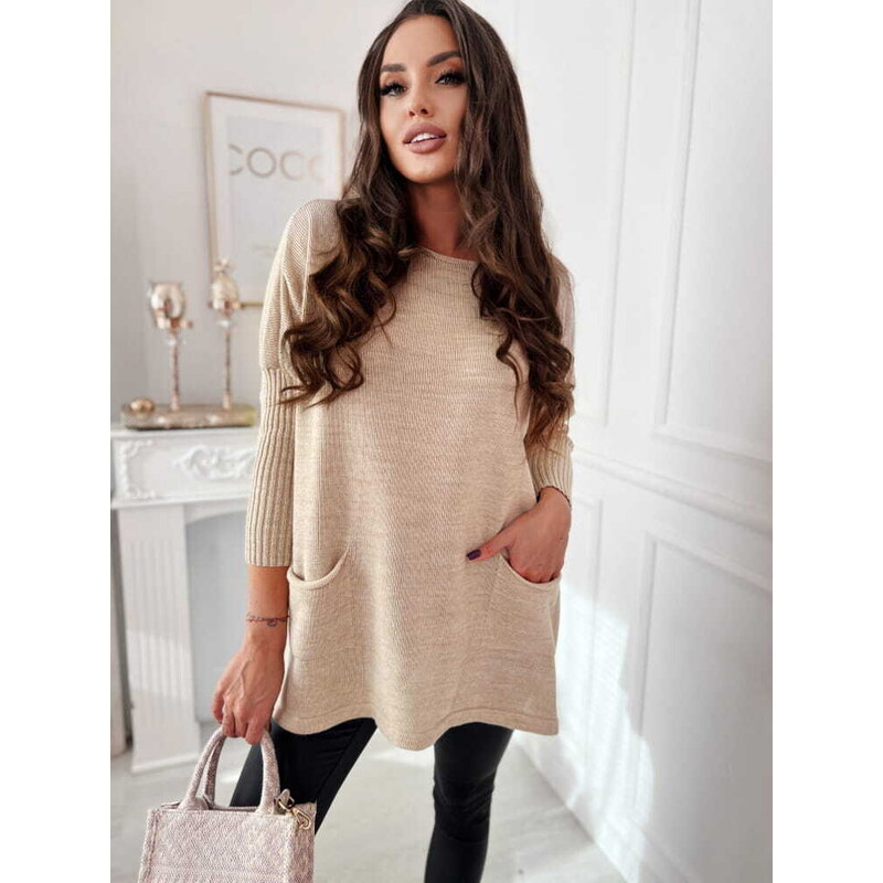 Fashionweek Dámsky Oversize pletený sveter s vreckami NB-HERA 48752117