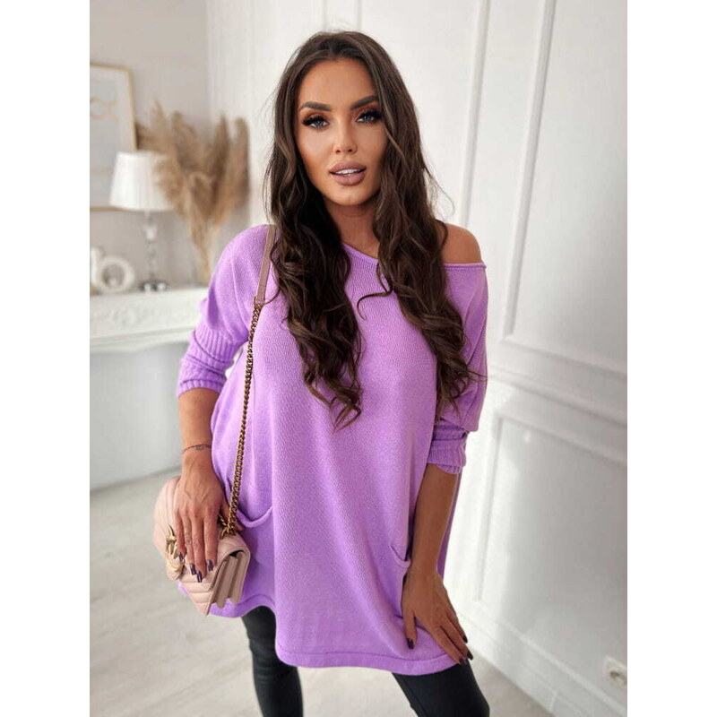 Fashionweek Dámsky Oversize pletený sveter s vreckami NB-HERA 48752118