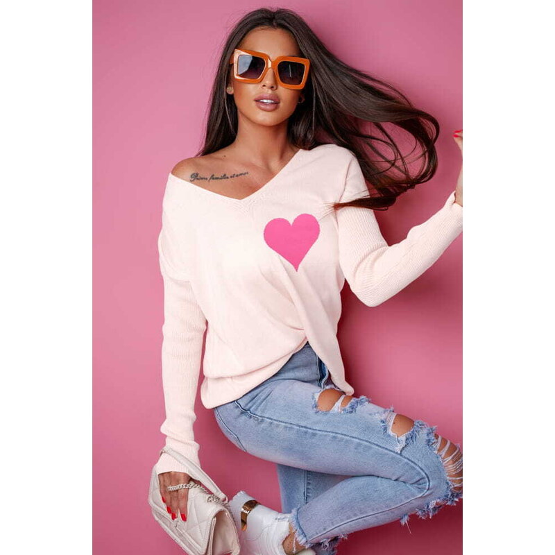 Fashionweek Sveter oversize so srdiečkami NB15203 50736633