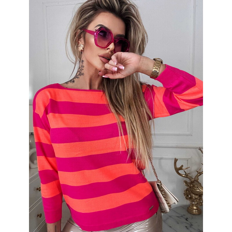 Fashionweek Sveter oversize pruhovaný NB1497 50736805