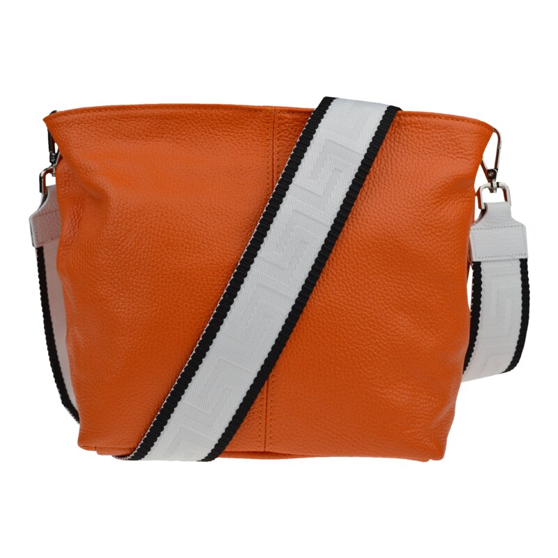 Oranžová kožená talianska crossbody kabelka Prisca Arancione s 50739909