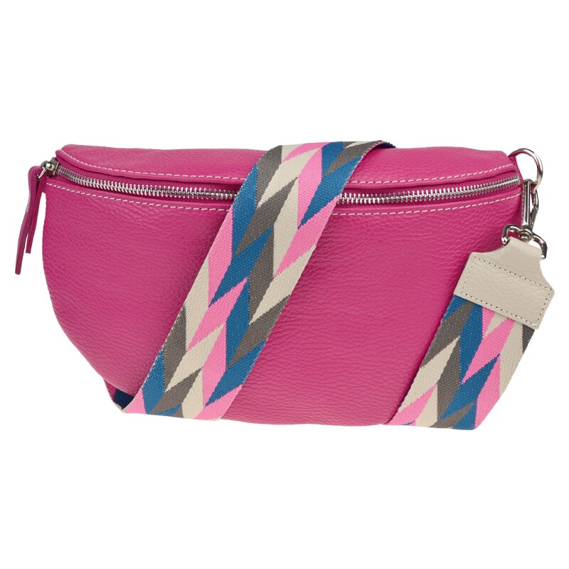 Ružová kožená talianska crossbody kabelka Reni Grande Fuxia s 50746400