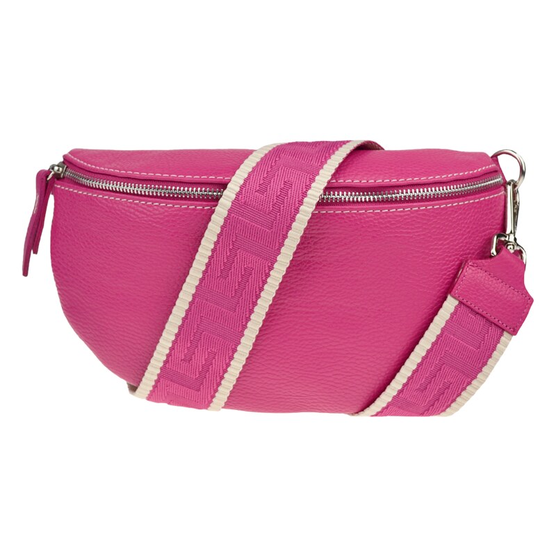 Ružová kožená talianska crossbody kabelka Reni Grande Fuxia s 50746401