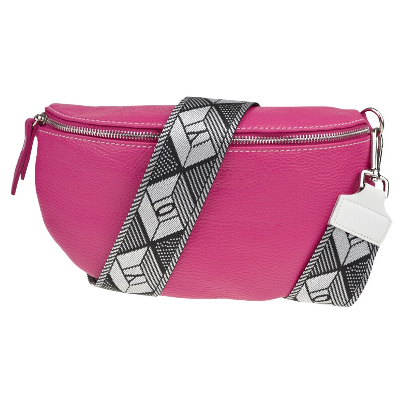 Ružová kožená talianska crossbody kabelka Reni Grande Fuxia s 50746399