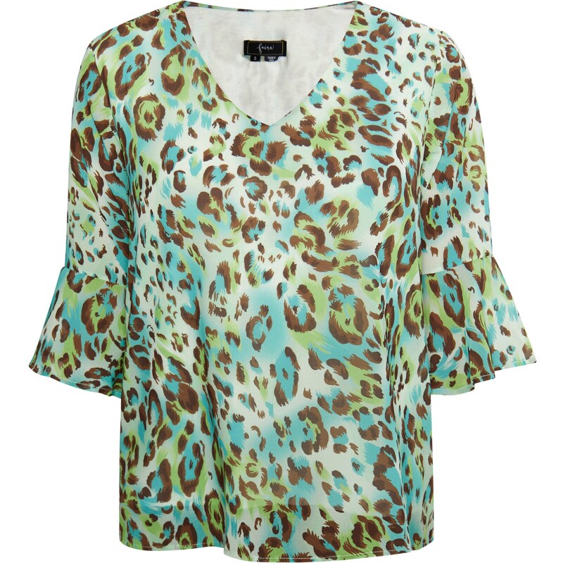 faina Blúzka tyrkysová / hnedá / zelená / biela 54253403
