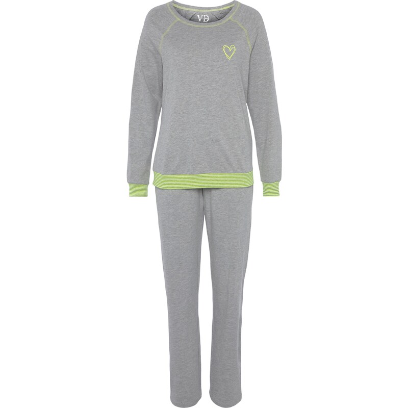 VIVANCE Pyžamo Dreams sivá melírovaná / limetová 54254009