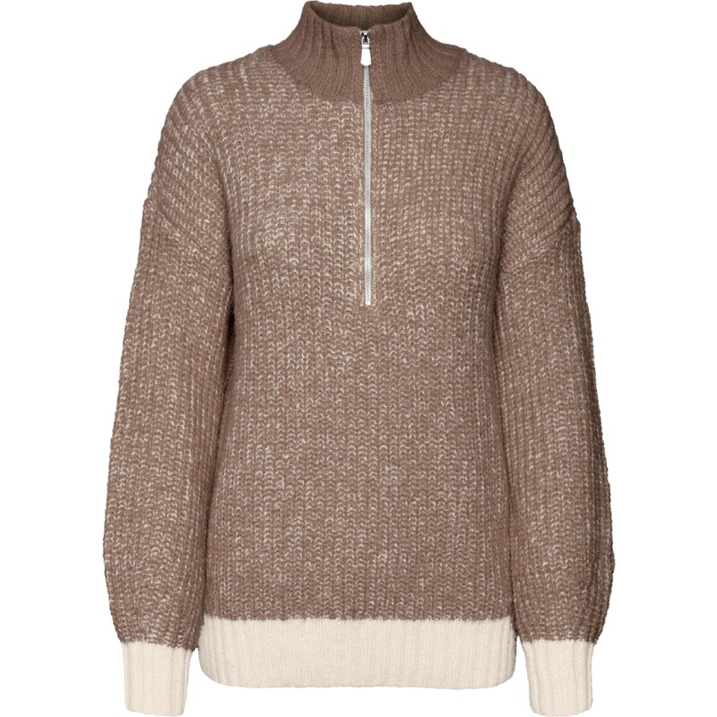 VERO MODA Sveter CHIARA béžová / hnedá 54256863