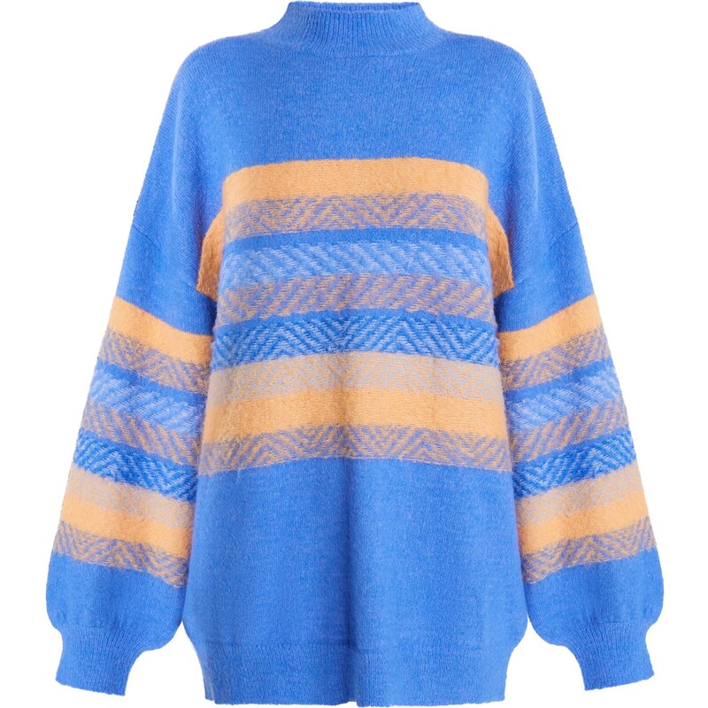 IZIA Sveter Hoona modrá / pastelovo oranžová 54262059