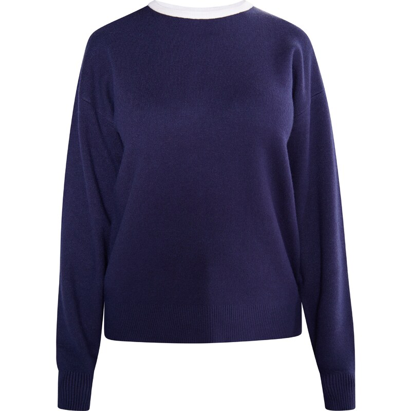 usha BLACK LABEL Sveter Nowles námornícka modrá / biela 54263033