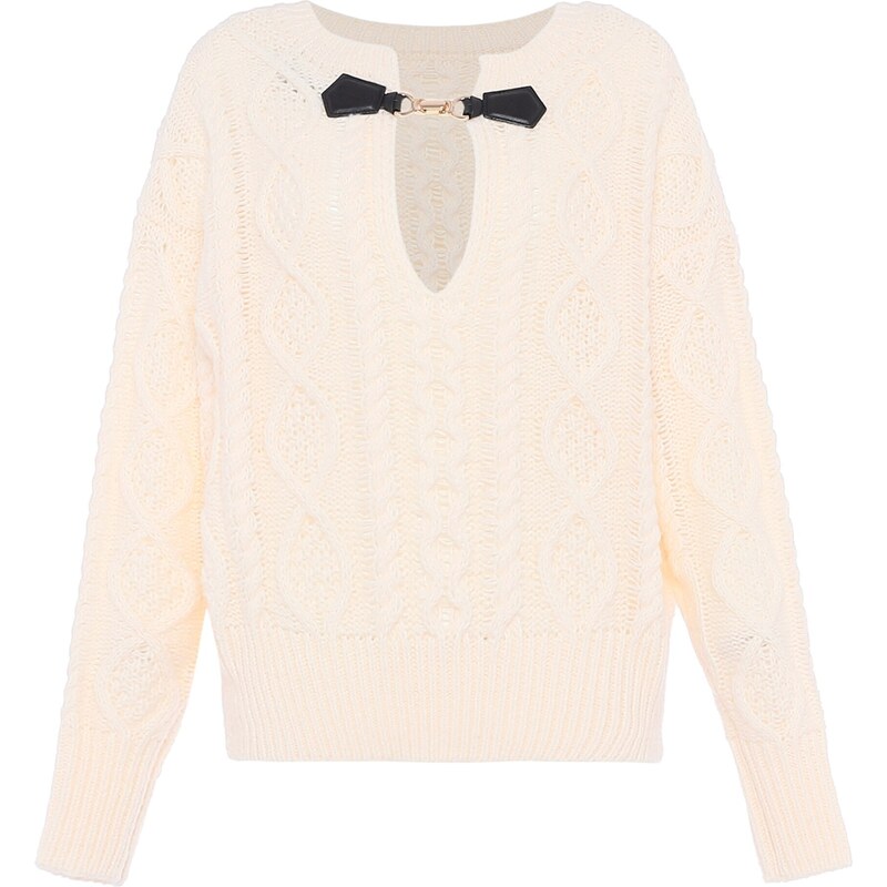 faina Sveter zlatá / čierna / biela ako vlna 54265033