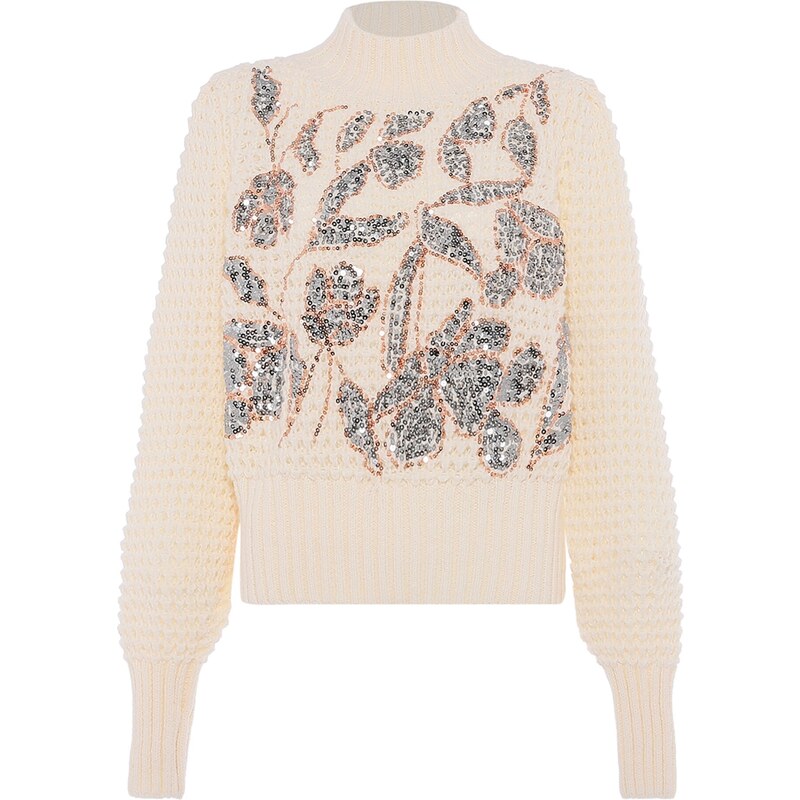 faina Sveter bronzová / strieborná / biela ako vlna 54265208