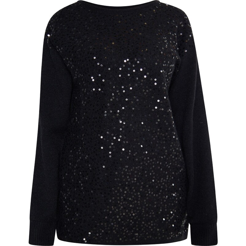 usha BLACK LABEL Sveter Nowles čierna / strieborná 54268249