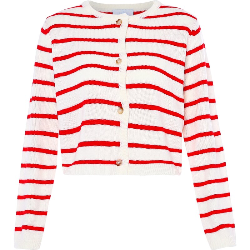 usha BLUE LABEL Kardigán krvavo červená / biela ako vlna 54269989