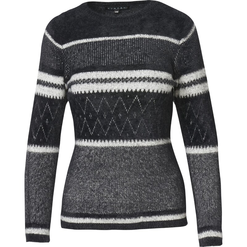 KOROSHI Sveter sivá melírovaná / čierna / strieborná / biela 54270936