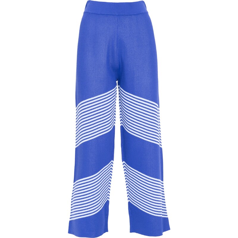 Influencer Nohavice Striped knit pants kráľovská modrá / biela 54276615