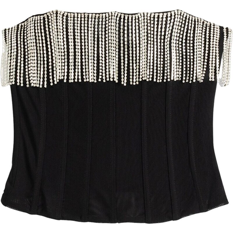 Bershka Top čierna / biela 54277231