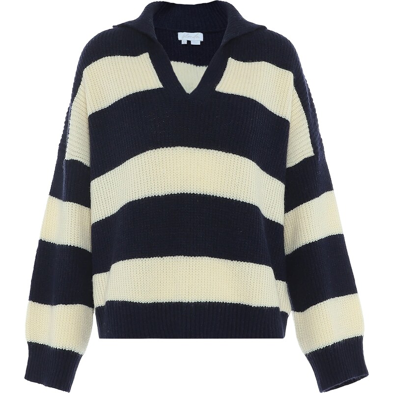 BLONDA Sveter námornícka modrá / biela ako vlna 54279134