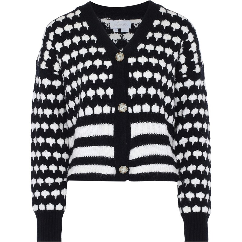 BLONDA Kardigán čierna / šedobiela 54279156