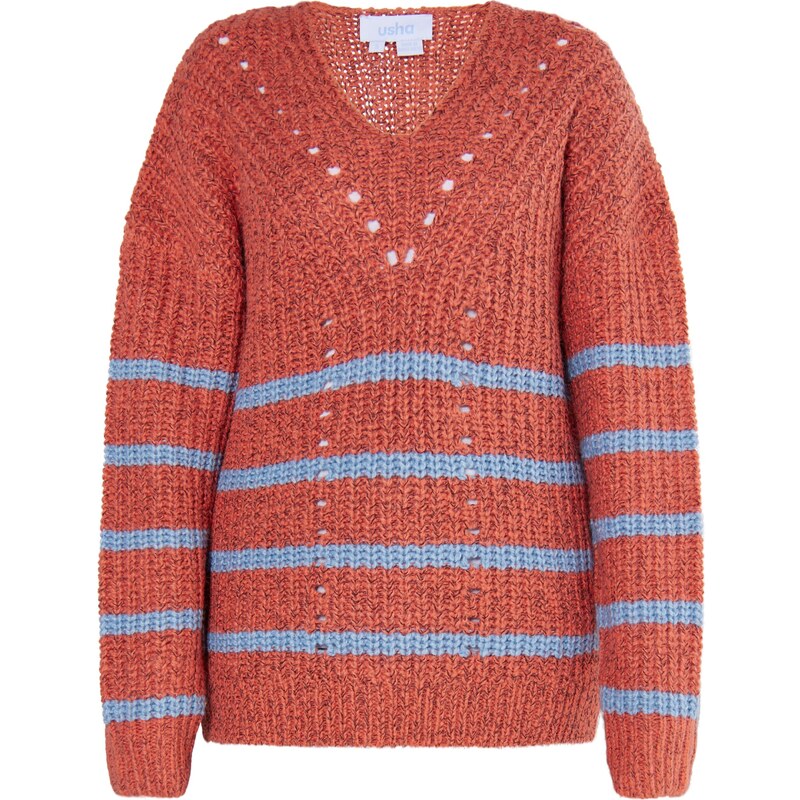 usha BLUE LABEL Sveter svetlomodrá / hrdzavo červená 54279218