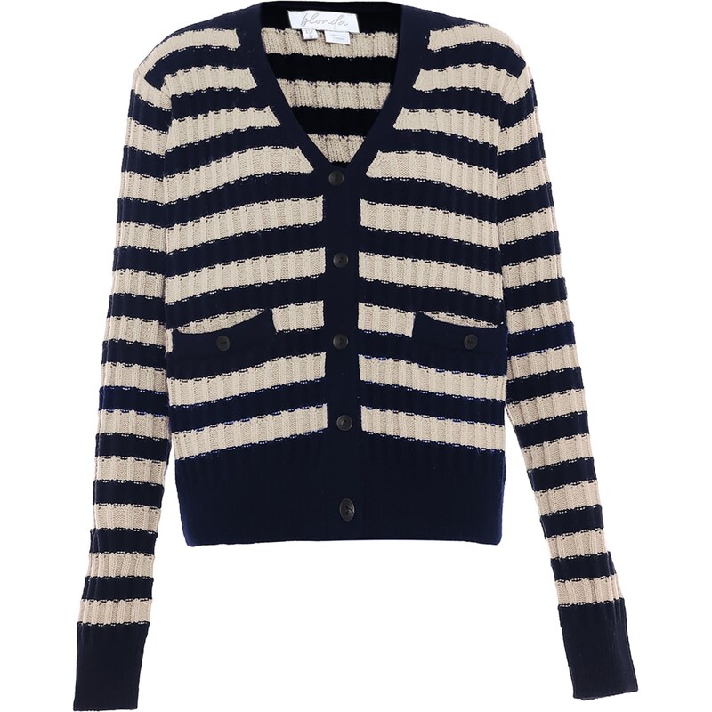BLONDA Kardigán námornícka modrá / biela ako vlna 54279517