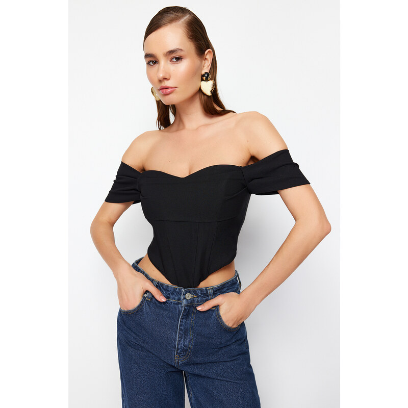 Trendyol Black Carmen Collar Woven Bustier 50747044