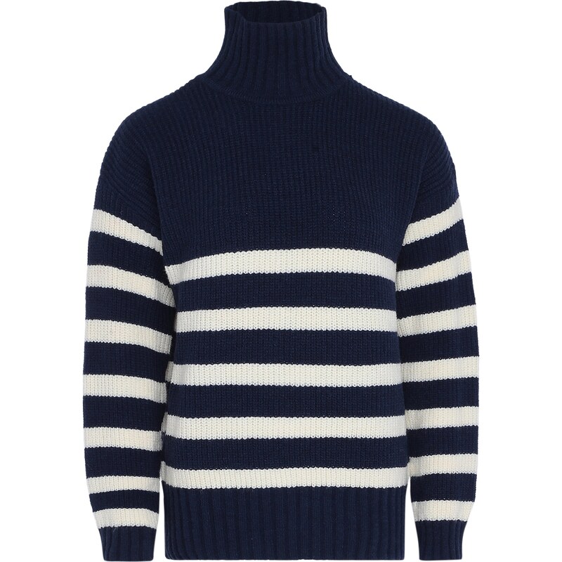 BLONDA Sveter tmavomodrá / biela ako vlna 54284551