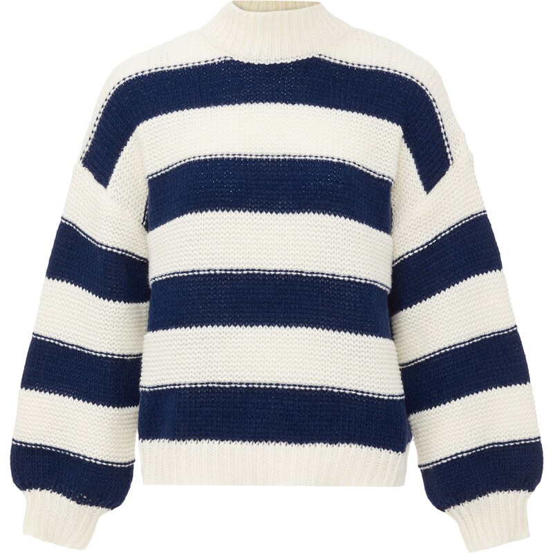 BLONDA Sveter námornícka modrá / biela ako vlna 54296765