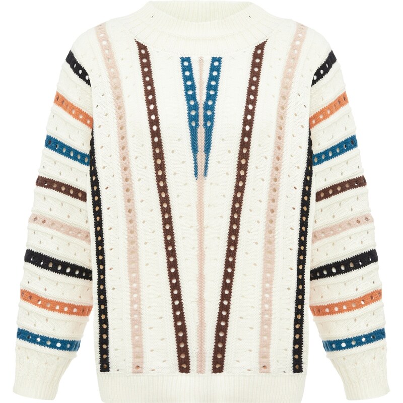 IZIA Sveter tmavohnedá / petrolejová / čierna / biela 54296814