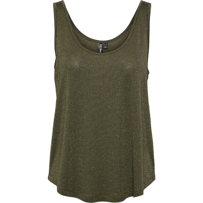 PIECES Top Billo zlatá / tmavozelená 51247311