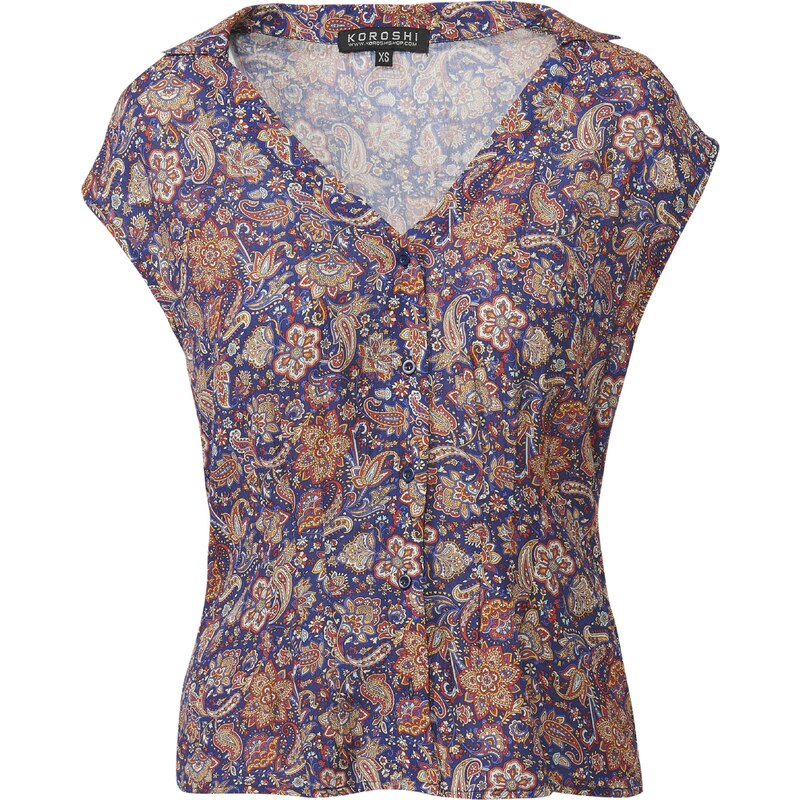 KOROSHI Blúzka béžová / tmavomodrá / oranžová / červená 54313215