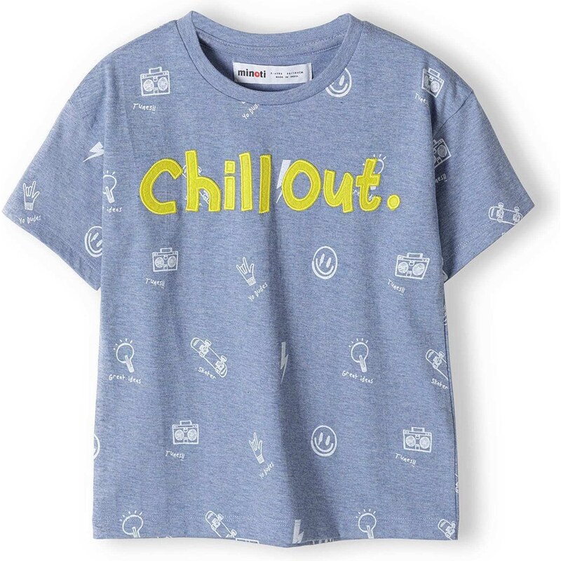 MINOTI Tričko modrá melírovaná / žltá / biela 54324361