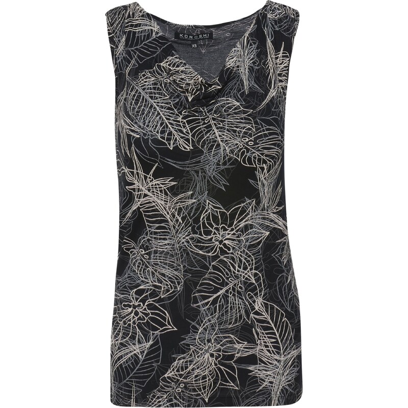 KOROSHI Top svetlosivá / čierna / biela 54326884