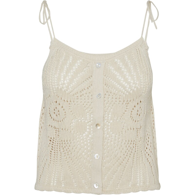 VERO MODA Vyšívaný top SILJA svetlobéžová 54312733