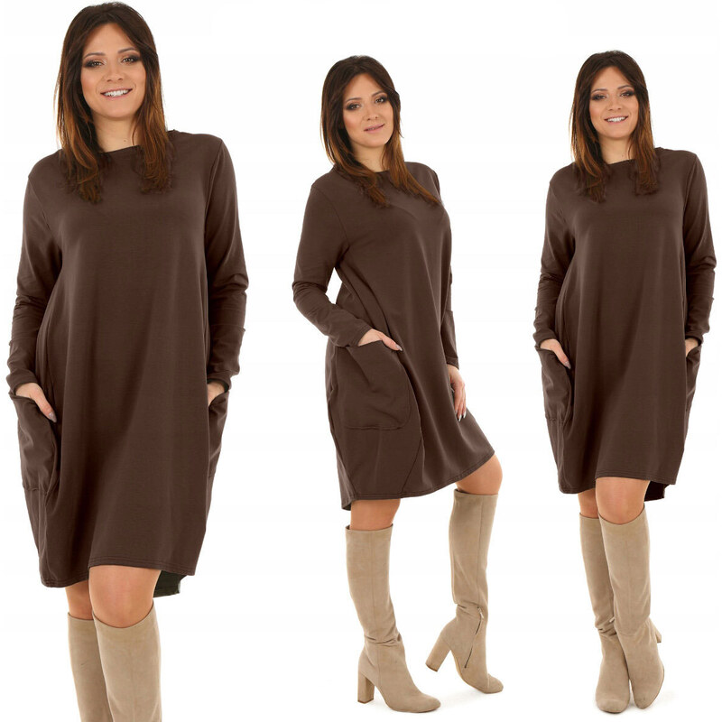 Fashionweek Pohodlné teplákové šaty s vreckami tunika rúrka OVERSIZED 57791932