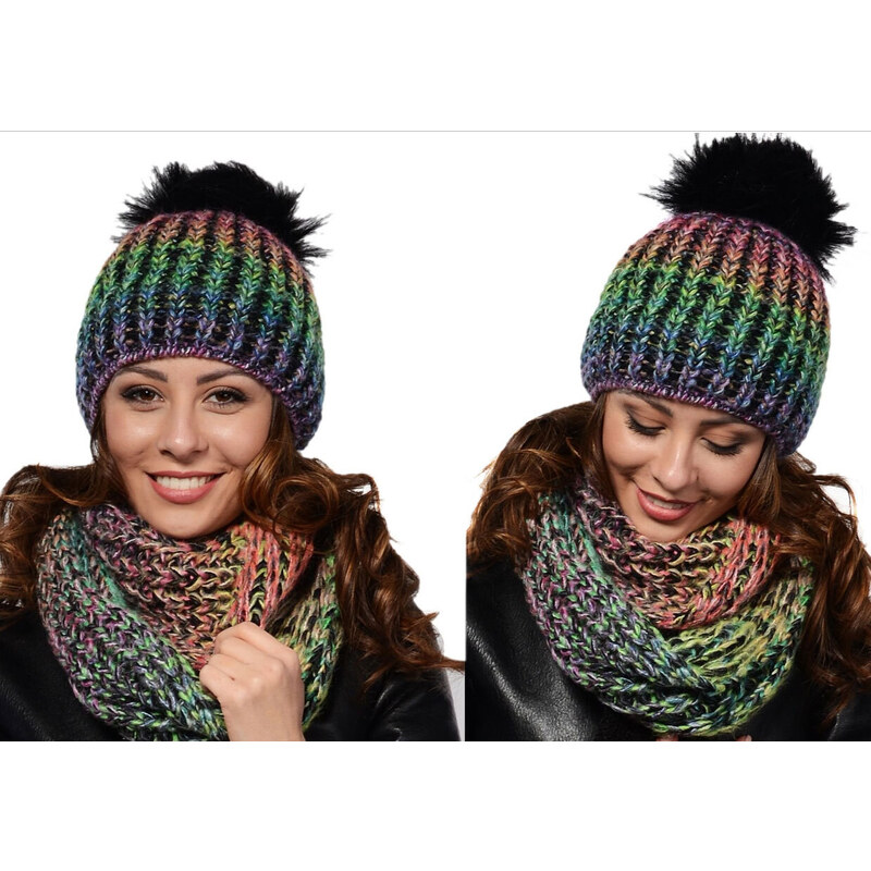 Fashionweek Zimní set čiapka a šál, pletený tunel MULTICOLOR ZIZI10 67371930
