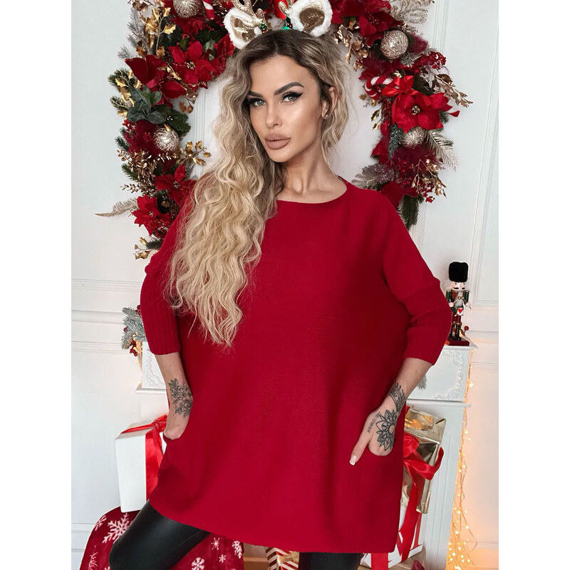 Fashionweek Dámsky Oversize pletený sveter s vreckami NB-HERA 59705131