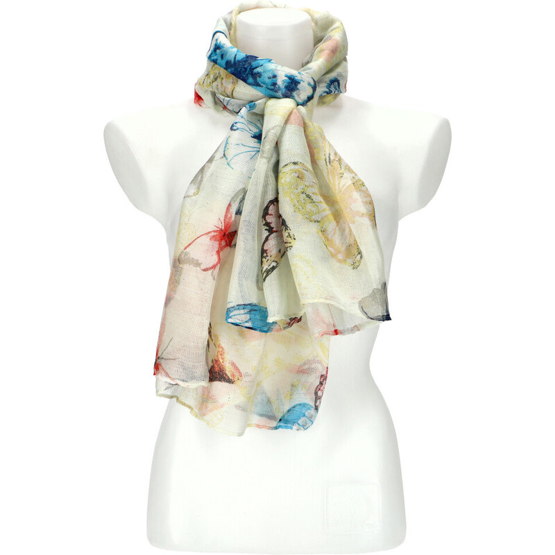 Cashmere Dámska letná farebná šatka v motíve motýľov 173x71 cm žltá 50762992